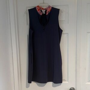 Tommy Bahama Golf Navy Dress with Pink and Orange Floral Accents large